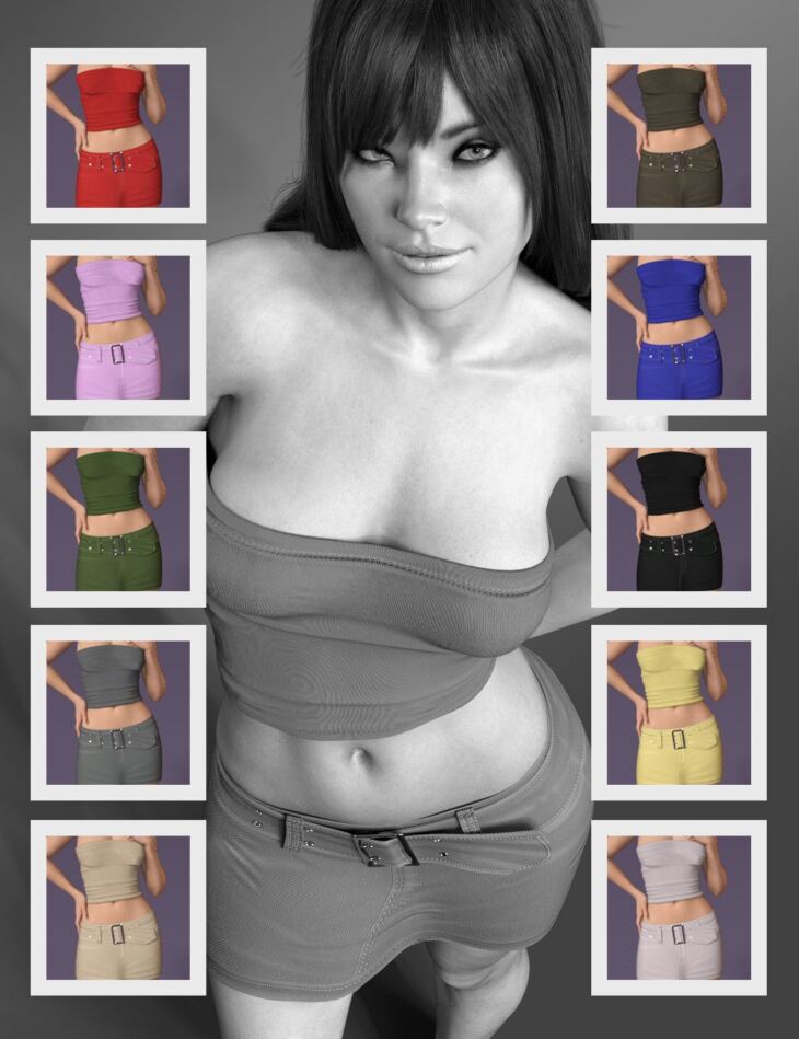 dForce X-Fashion Casual Strapless Outfit for Genesis 9_DAZ3DDL