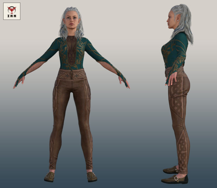 BG3 – Jaheira Epilogue Outfit For Genesis 8 Female_DAZ3D下载站