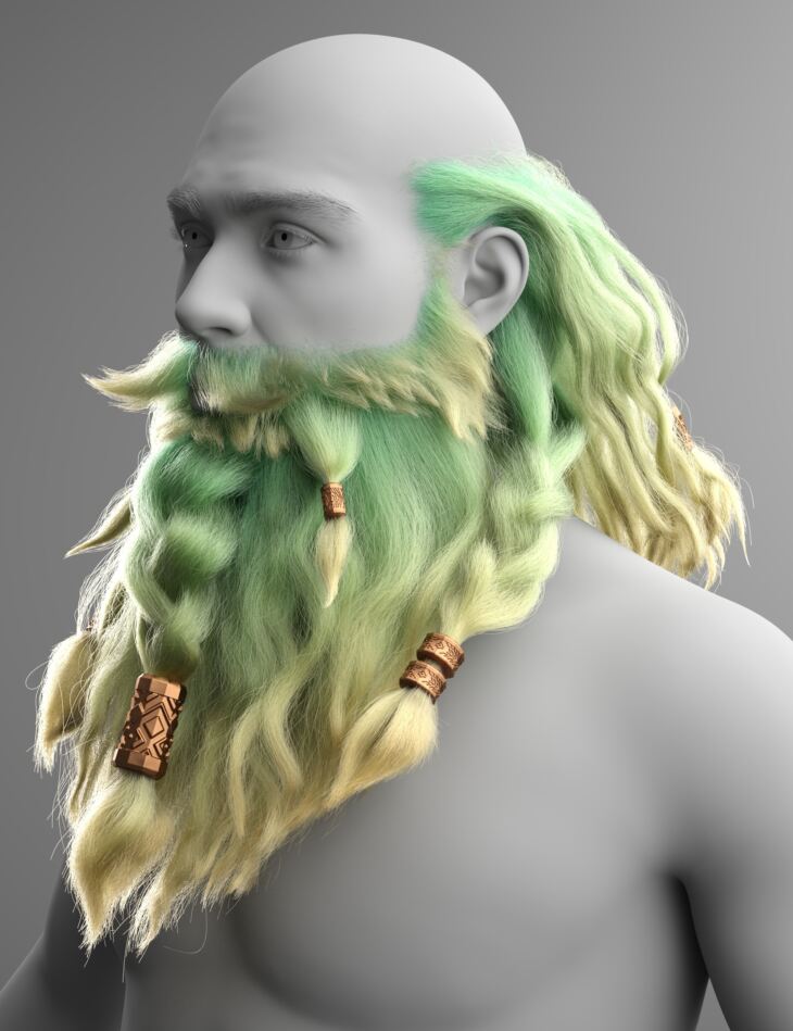 Dwarf Braided Hair and Beard for Genesis 9_DAZ3D下载站