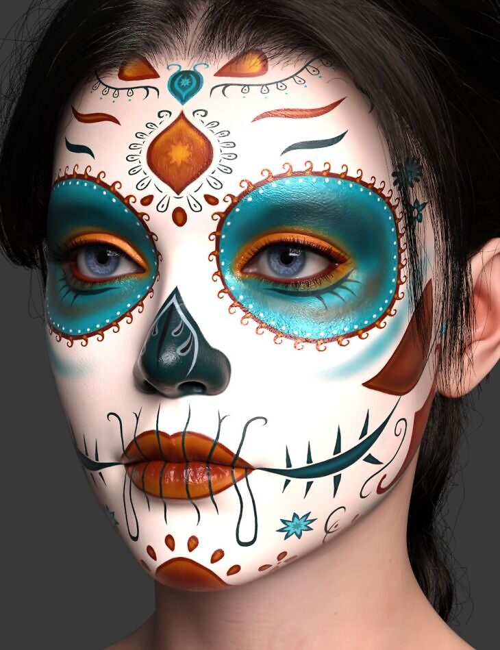 Makeup System – Day of the Dead LIE Makeup for Genesis 9_DAZ3D下载站