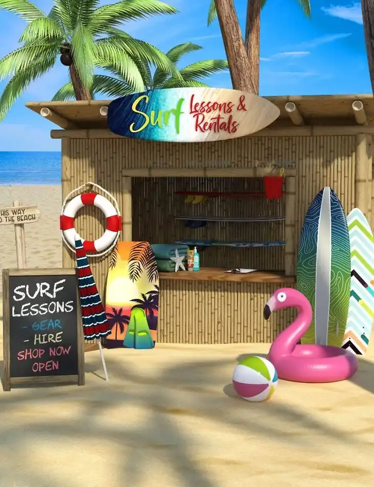 Mini Scenes Surf Shack_DAZ3D下载站