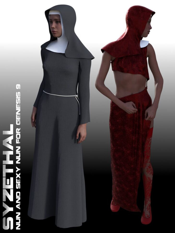 Nun and Sexy Nun for Genesis 9_DAZ3DDL