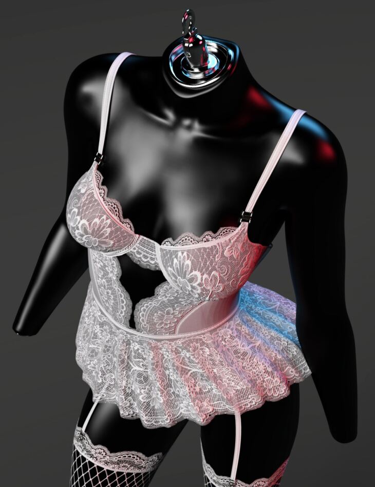 X-Fashion Cutie Lace Lingerie for Genesis 9_DAZ3D下载站