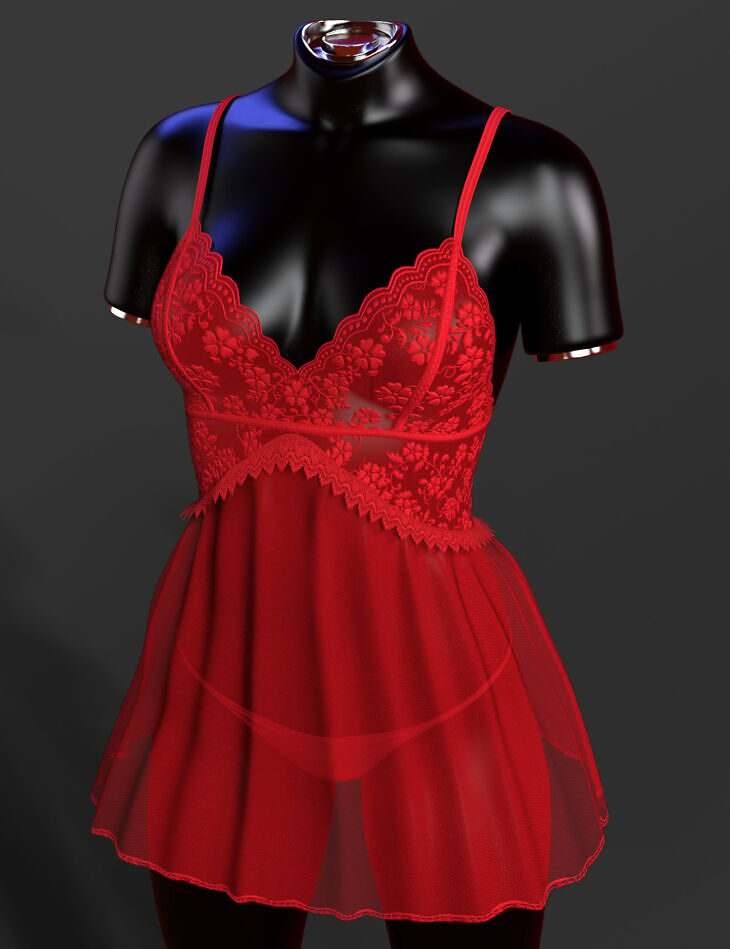 dForce X-Fashion Dream Lace Babydoll for Genesis 9_DAZ3D下载站