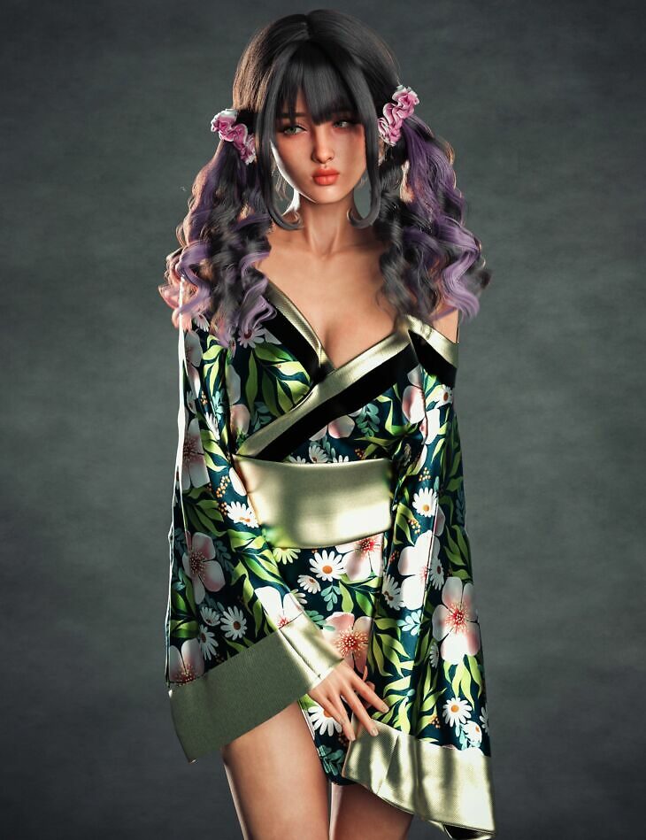 AH dForce Hot Kimono Outfit For Genesis 9_DAZ3DDL