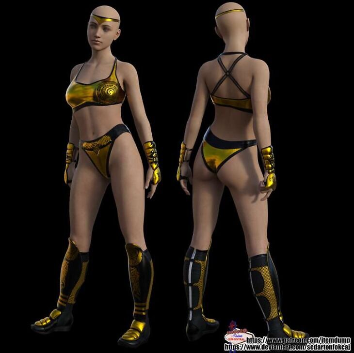 Golden Two-Piece Outfit For Genesis 8 Female_DAZ3D下载站