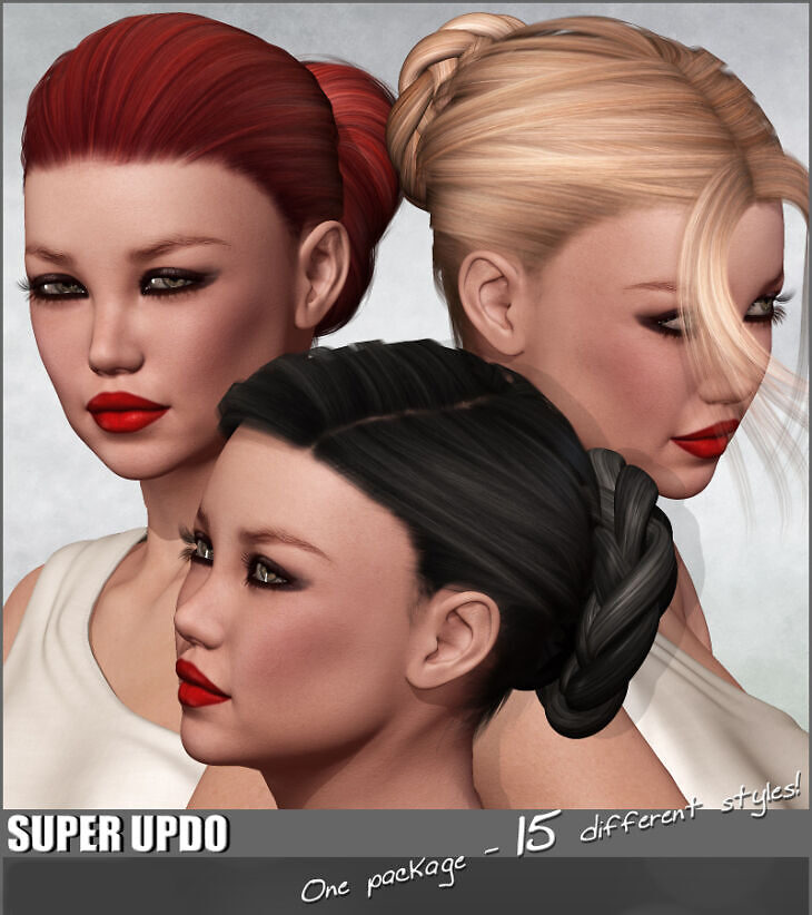 Super Updo Hair Pack_DAZ3D下载站