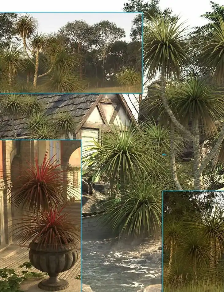 Tropical Cordyline Plants and Palm Trees_DAZ3DDL