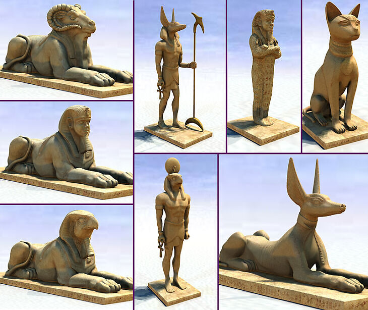 Egyptian Statues (Poser Version)_DAZ3DDL