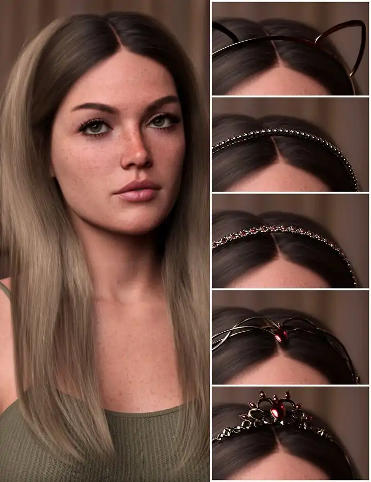 Face Free Long Style and Headbands Bundle for Genesis 9_DAZ3DDL