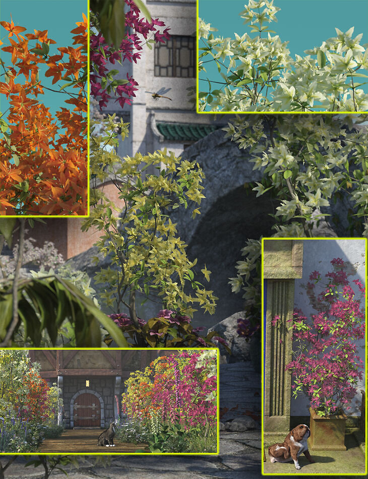 Flowering Deciduous Azalea Bushes_DAZ3DDL