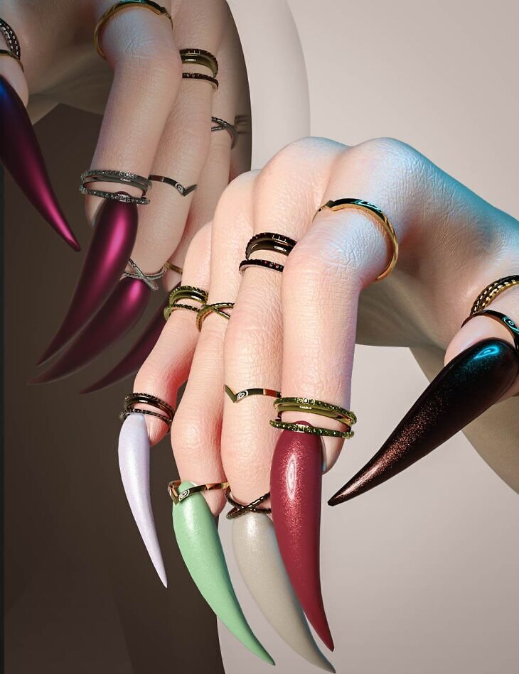 Harmony Claws and Rings for Genesis 9_DAZ3D下载站