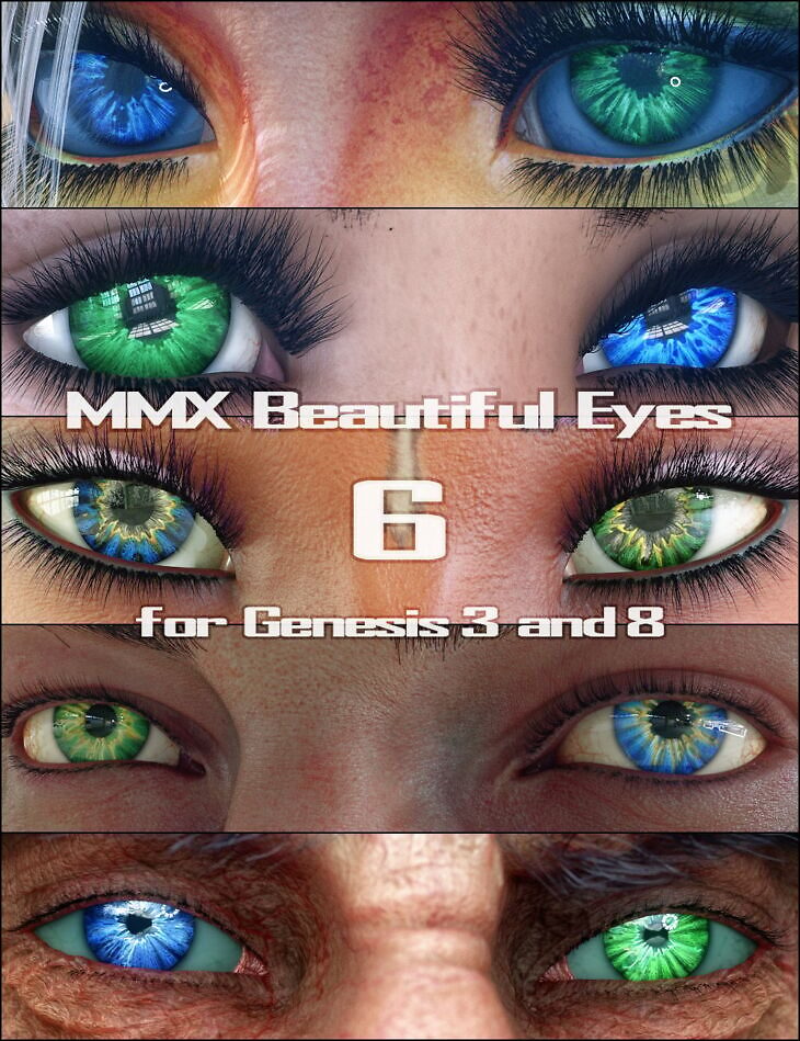 MMX Beautiful Eyes 6 for Genesis 3, 8, and 8.1_DAZ3D下载站