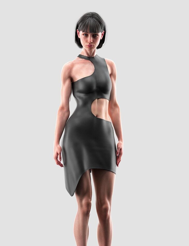 dForce Dark Cutout Dress for Genesis 9_DAZ3D下载站