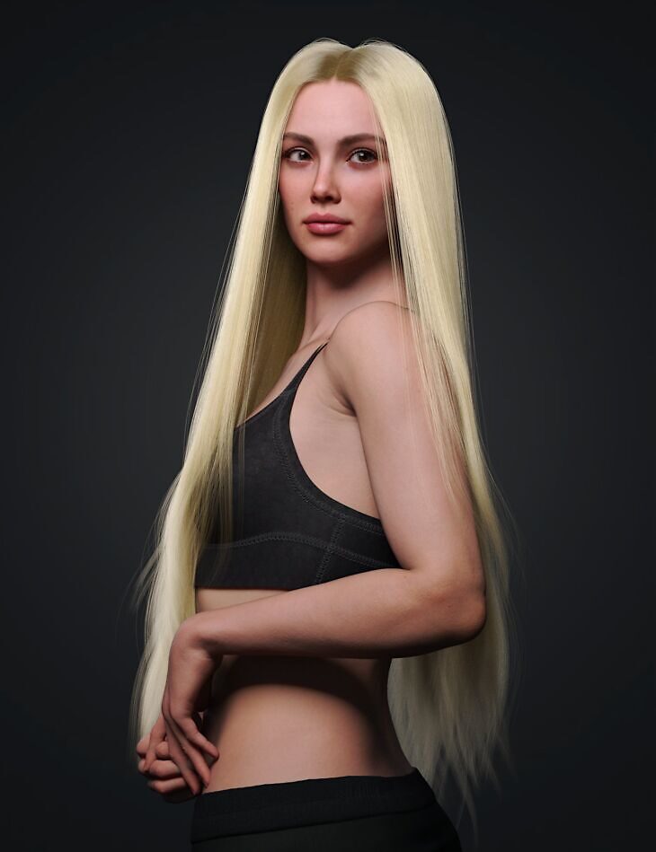 dForce Long Hair for Genesis 9_DAZ3D下载站