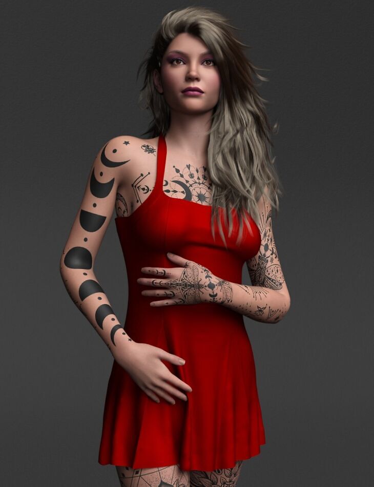 dForce Monah Dress for Genesis 9_DAZ3D下载站