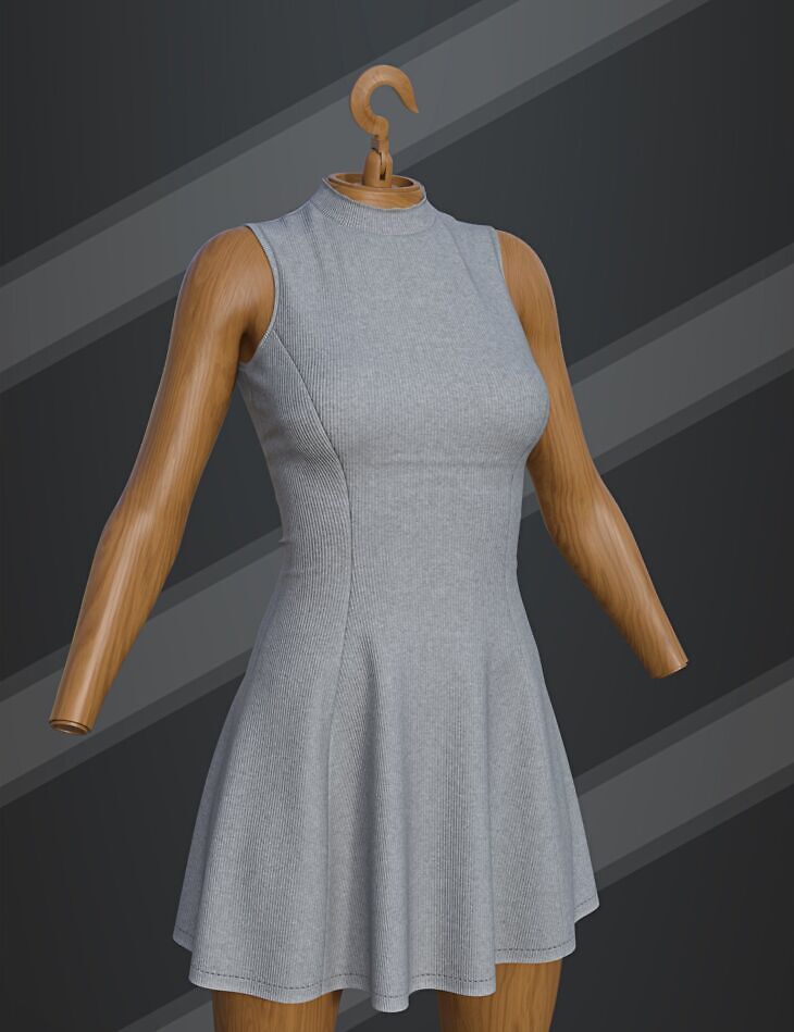 dForce SU Knit Dress for Genesis 9, 8.1, and 8 Female_DAZ3D下载站