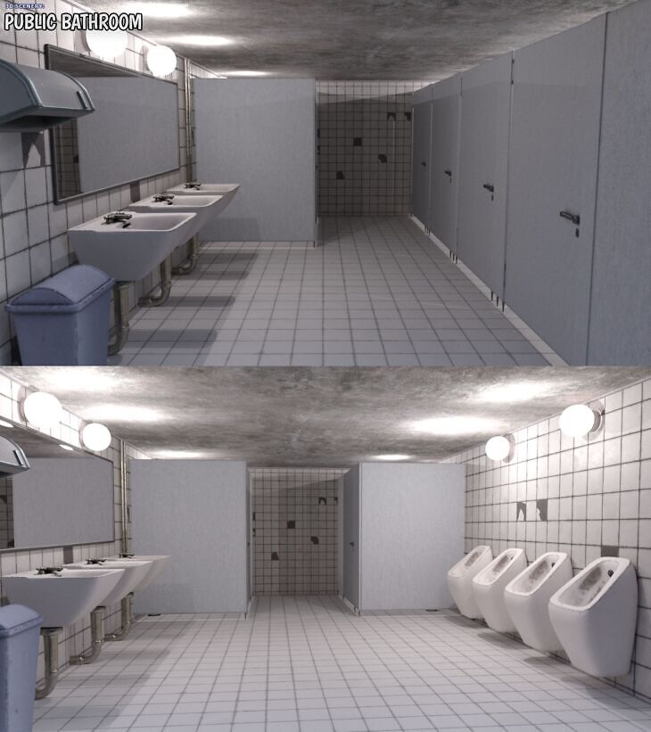 3D Scenery: Public Bathroom_DAZ3DDL