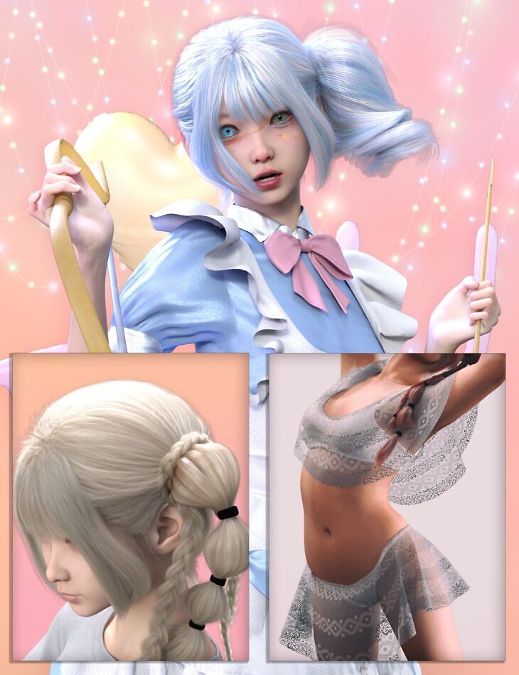 CNB Rikka HD Character, dForce Clothing and Hair Bundle for Genesis 9_DAZ3D下载站