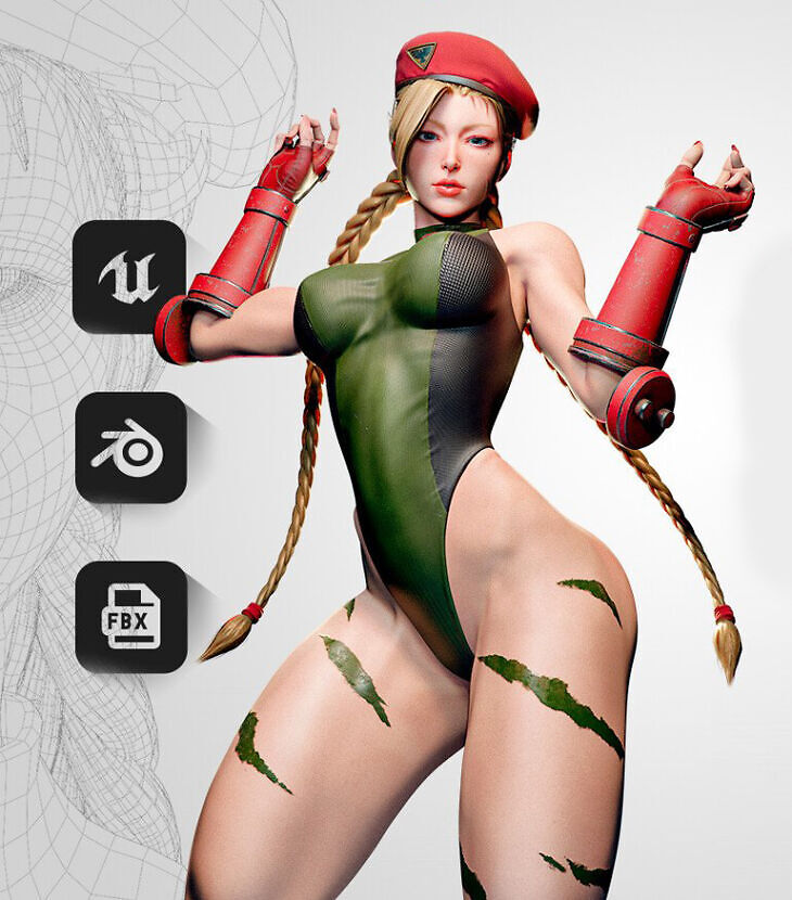 Cammy White – Game Ready 3D Character_DAZ3D下载站