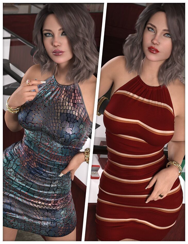 Desired Textures for dForce SU Halter Sheath Dress_DAZ3D下载站