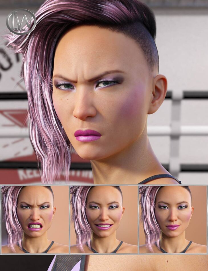 Fighter – Expressions for Genesis 8 Female and Kayo 8_DAZ3DDL