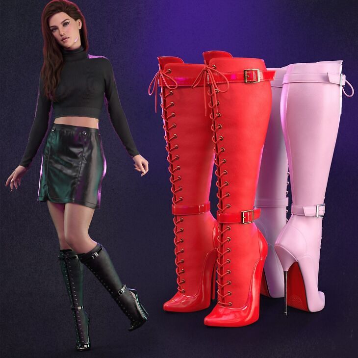 Lace-up Stiletto Ballet Boots_DAZ3DDL