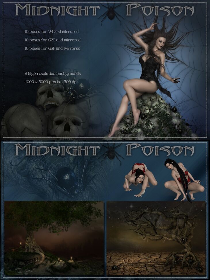 Midnight Poison – Backgrounds and Poses_DAZ3DDL