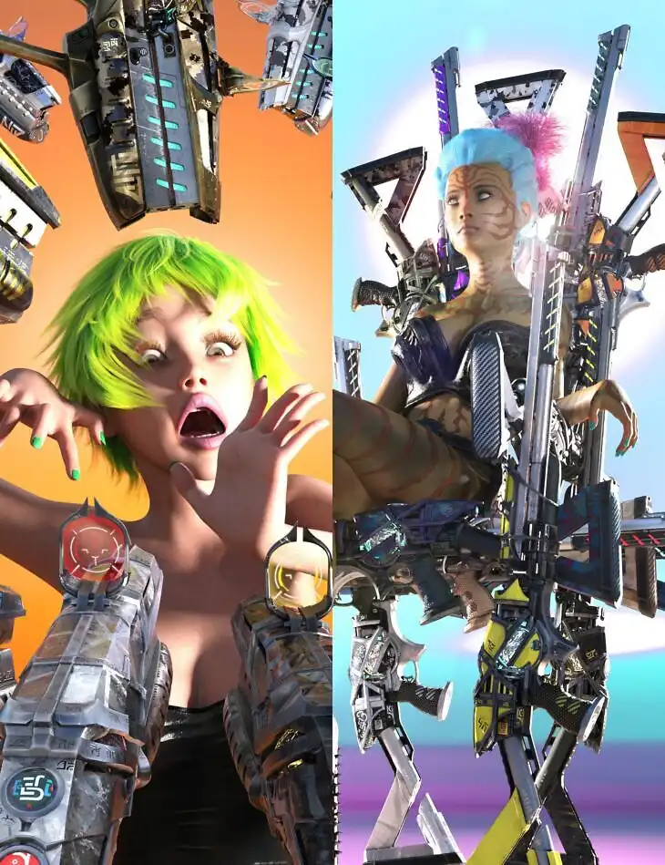 Punkish Alien Gun Collection_DAZ3D下载站