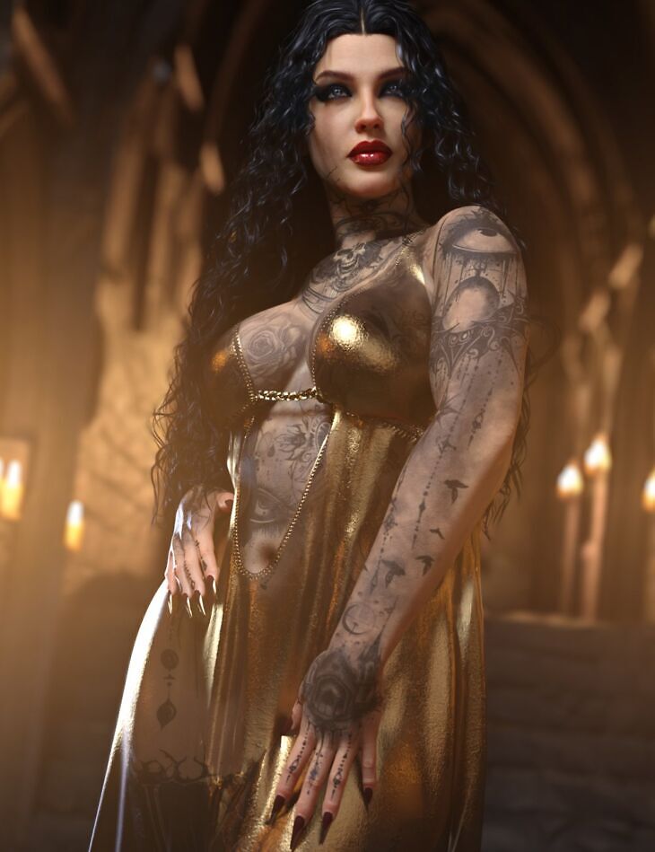 Sacred Collective Gothic Tattoos for Genesis 9_DAZ3D下载站