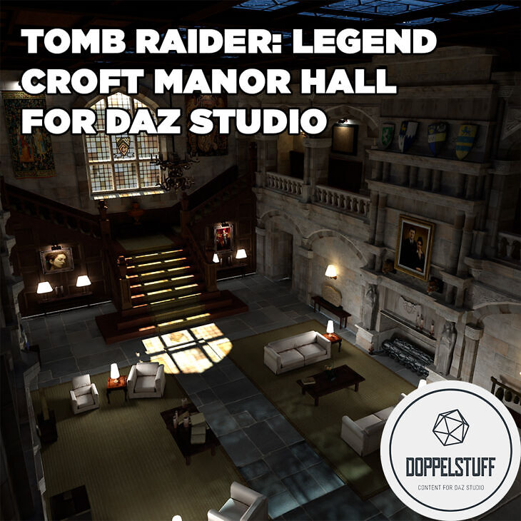 Tomb Raider: Legend Croft Manor Hall for DAZ Studio_DAZ3D下载站