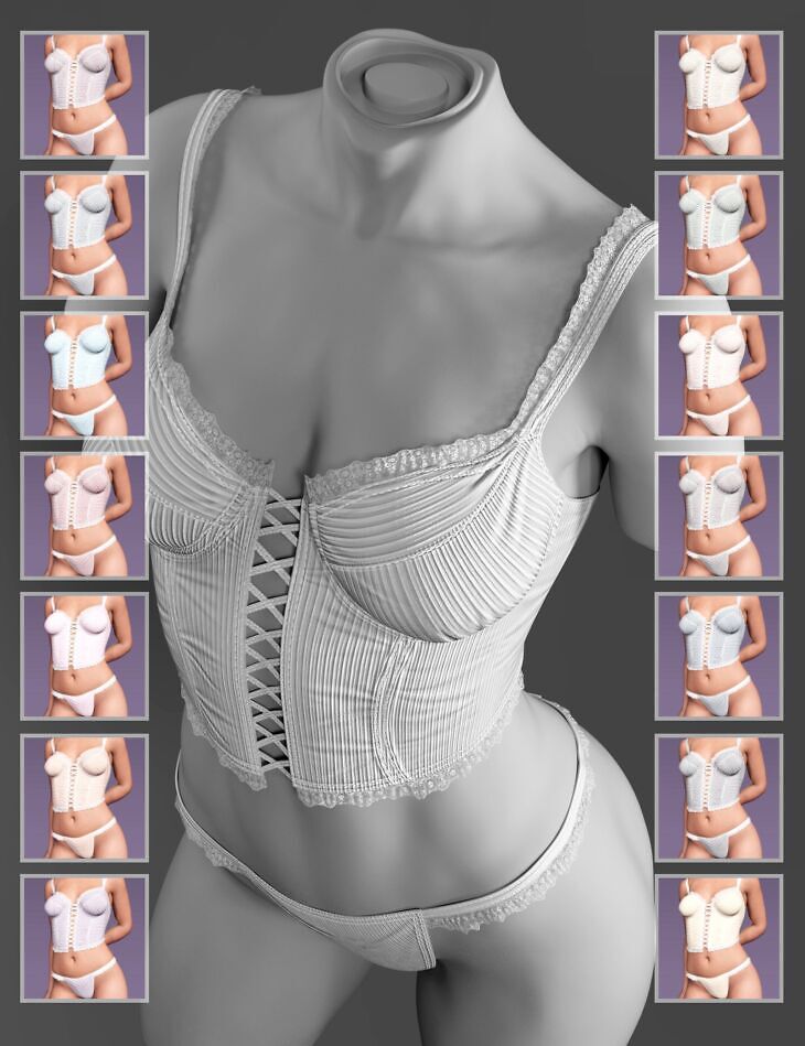 X-Fashion Sweet Underwear Lingerie for Genesis 9_DAZ3D下载站