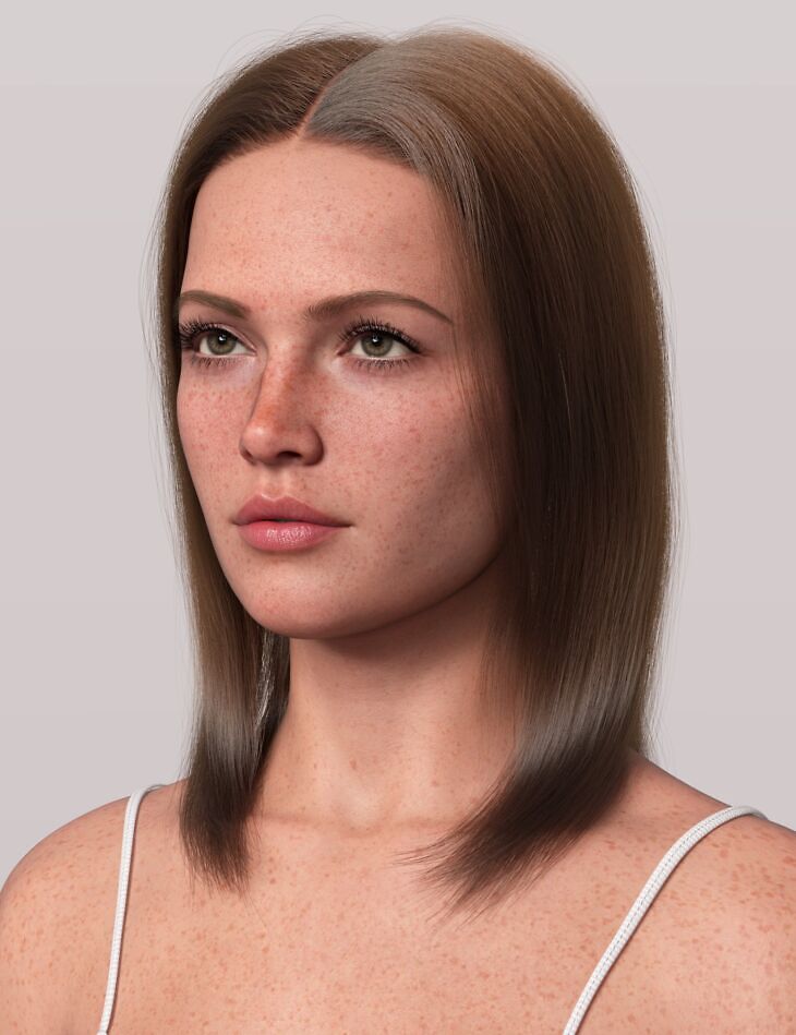 dForce Fine Medium Length Style Hair for Genesis 9_DAZ3D下载站