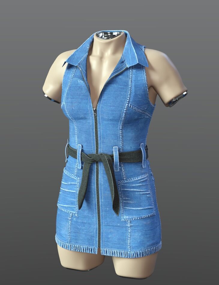 dForce SPR Denim Skirt for Genesis 9_DAZ3D下载站