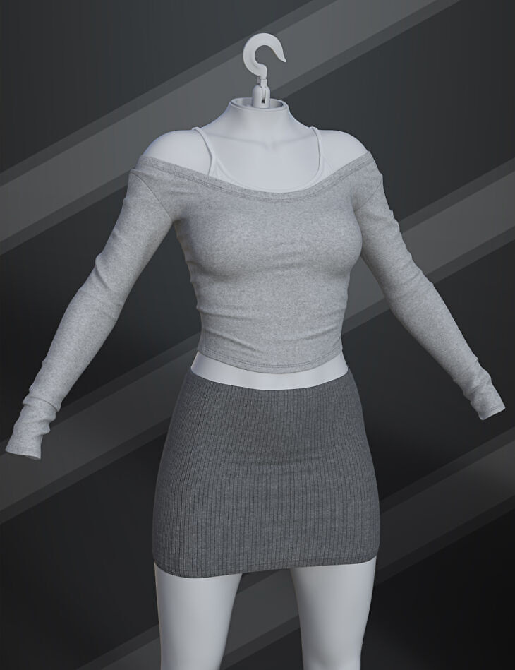 dForce SU Off Shoulder Suit for Genesis 9, 8.1, and 8 Female_DAZ3D下载站