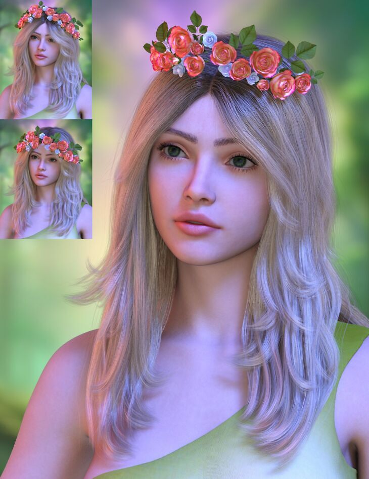 ALO Rosanna Hair and Roses for Genesis 9, 8 and 8.1 Female_DAZ3D下载站