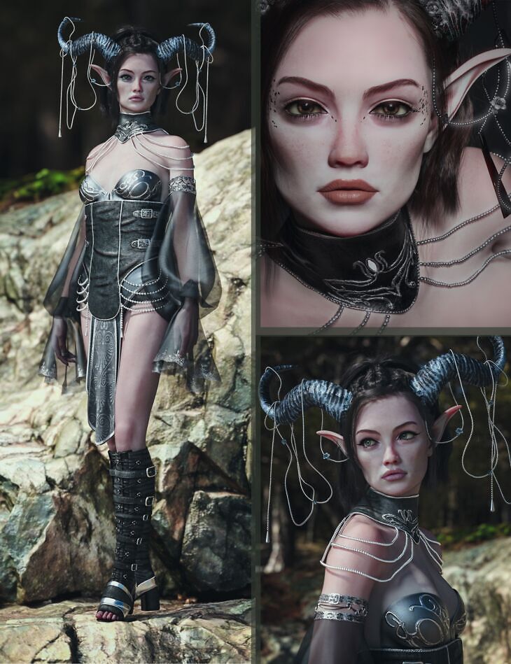 CB Maeriel HD Character, Clothing and Horns For Genesis 9_DAZ3D下载站