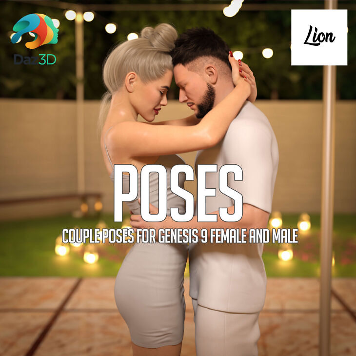 Couple Poses for Genesis 9 Female and Male_DAZ3D下载站