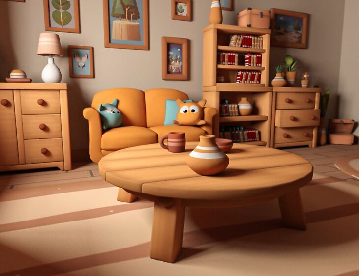 Cozy Cartoon World Living Room 01_DAZ3D下载站