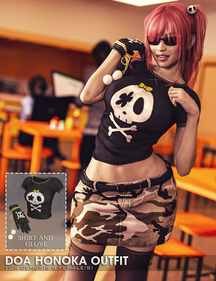 DOA Honoka Outfit (Shirt & Glove) for G8F_DAZ3DDL