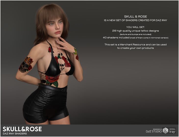 Daz Iray – Skull&Rose_DAZ3D下载站