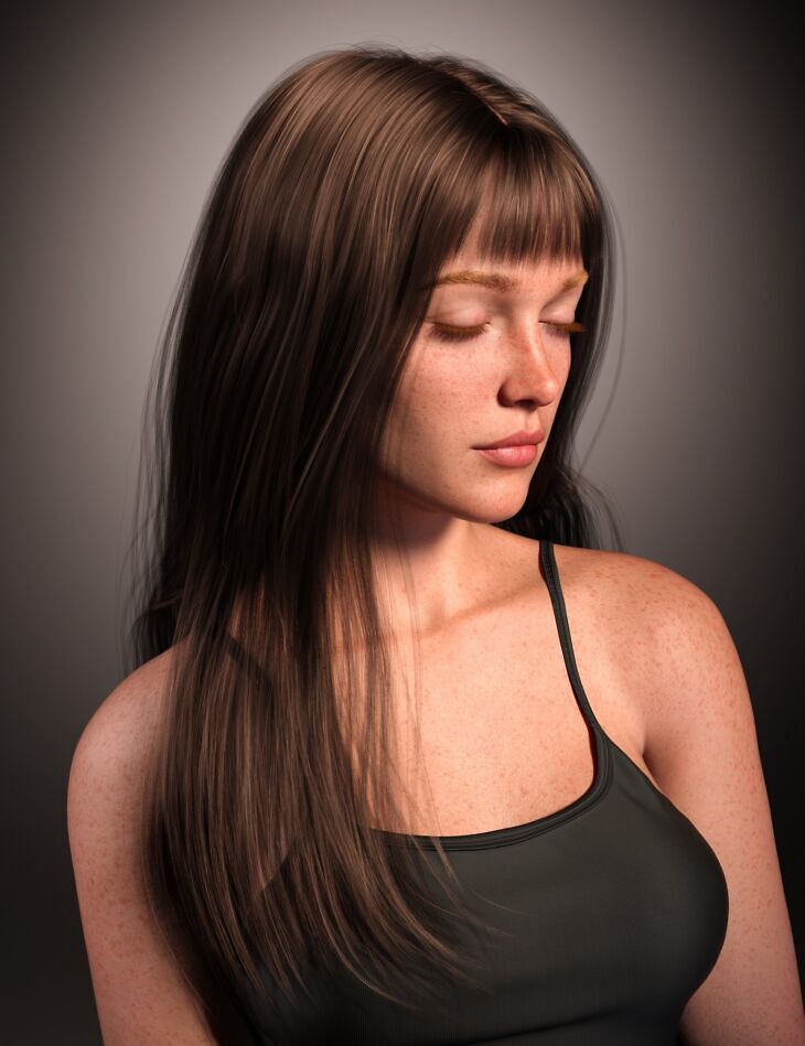 FE Long Straight Hair for Genesis 9_DAZ3D下载站