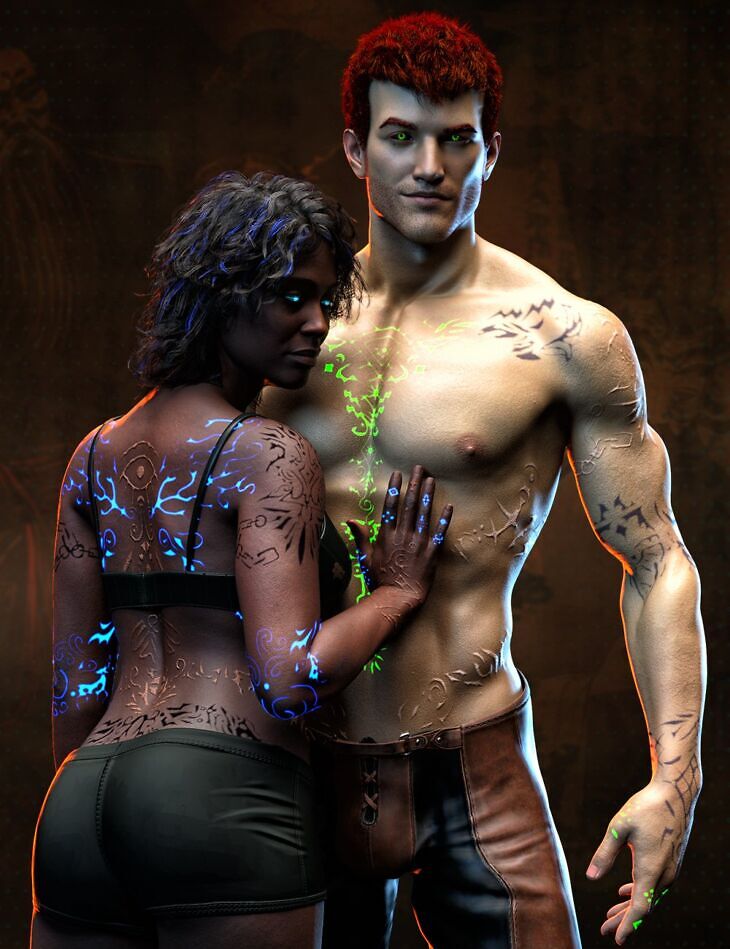 FPE Fantasy Scarification Body Tattoos Geoshell for Genesis 9_DAZ3DDL