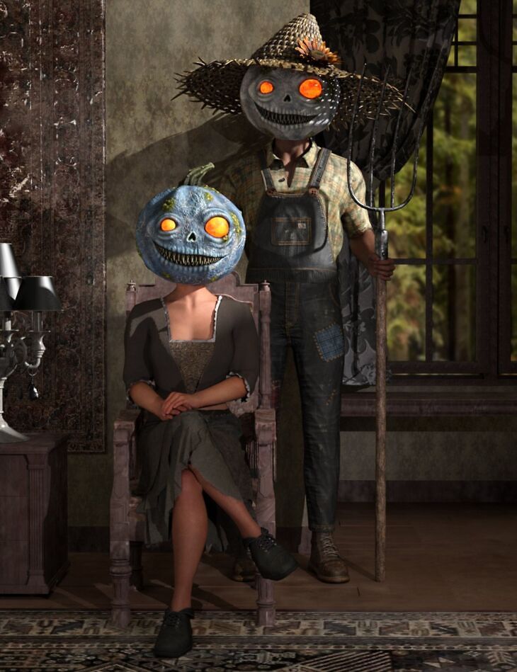 Pumpkin Farmer Outfit for Genesis 9_DAZ3D下载站