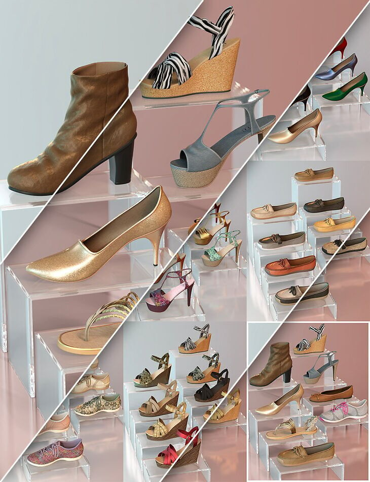 Shoe Closet 01 Bundle for Genesis 8 Females and Genesis 9_DAZ3D下载站