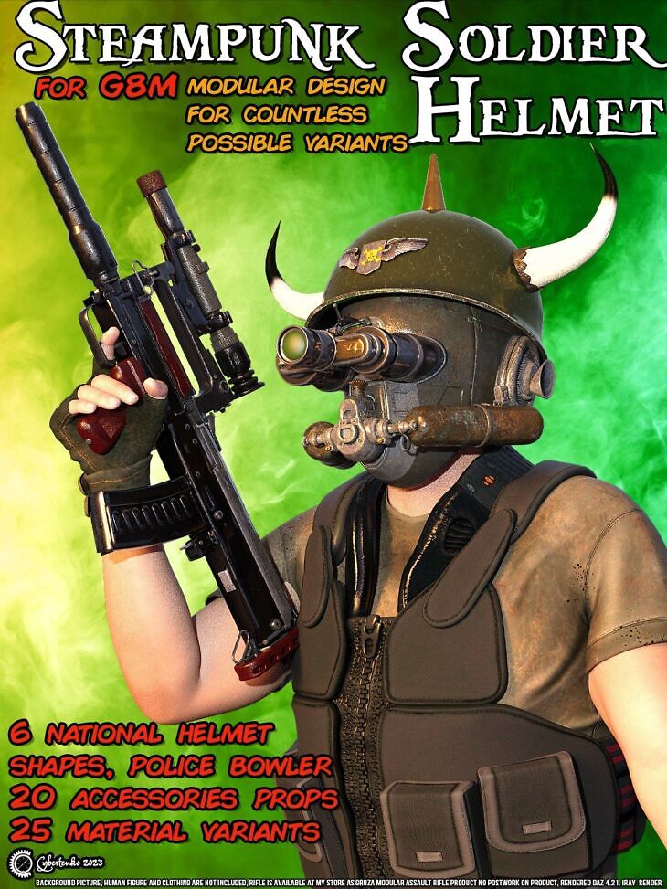 Steampunk Soldier Helmet for G8M_DAZ3DDL