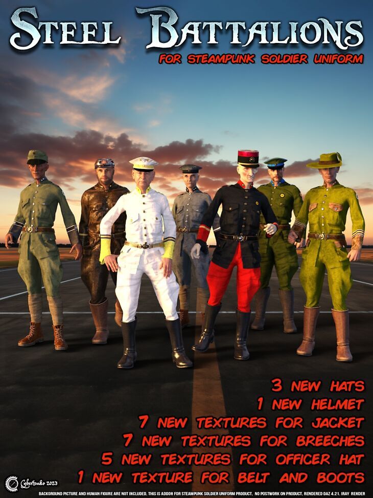 Steel Battalions for Steampunk Soldier Uniform_DAZ3D下载站