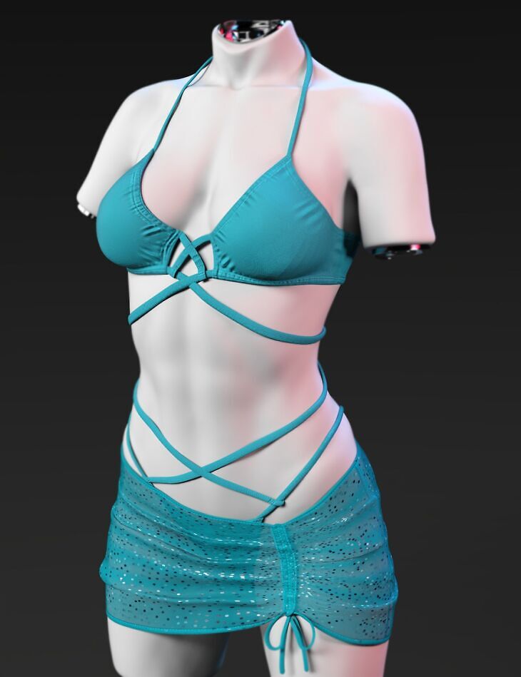 X-Fashion Criss Cross Swimsuit for Genesis 9_DAZ3D下载站