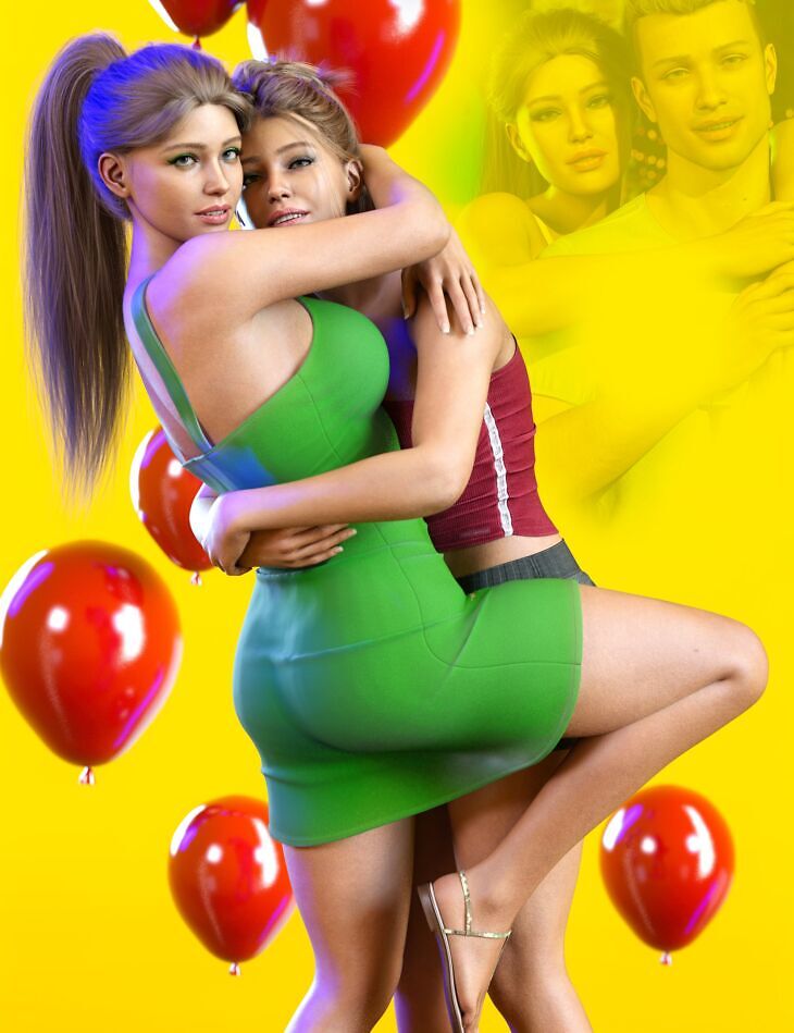 Z Besties Couple Poses for Genesis 9 and 8_DAZ3D下载站