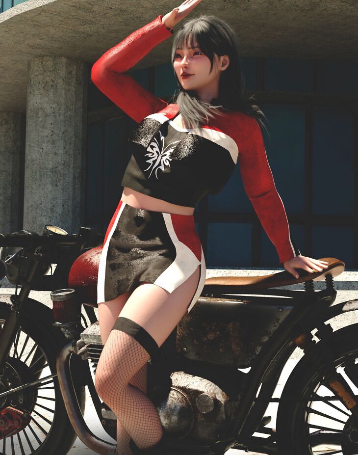 dForce LA Motorbike Outfit for Genesis 9 and 8 Female_DAZ3D下载站